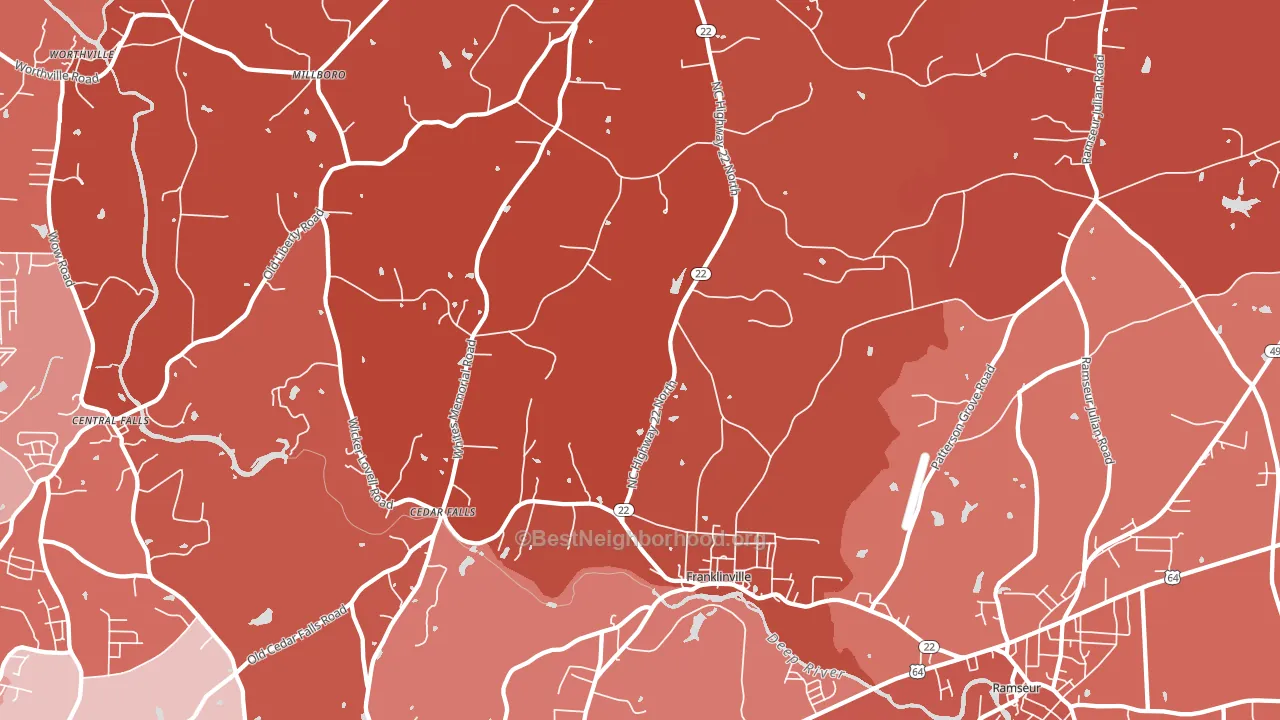 Franklinville, NC block-group political-lean map