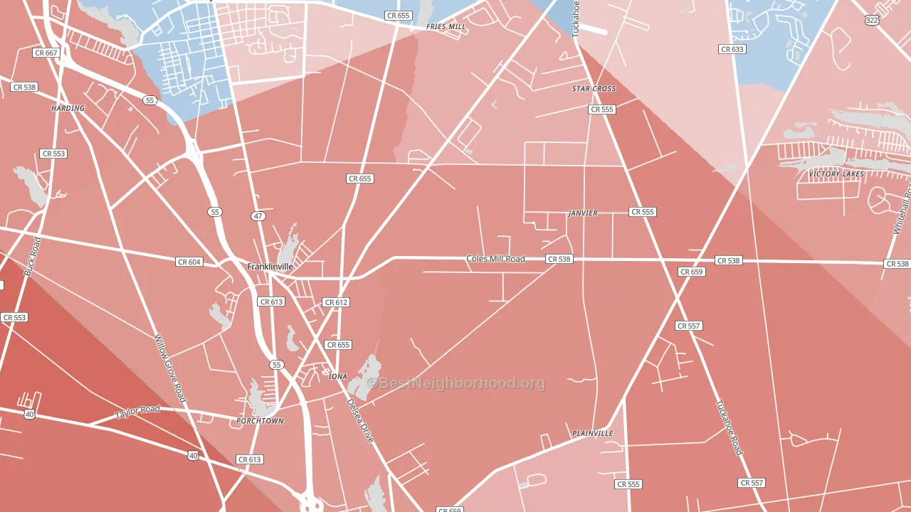 Franklinville, NJ block-group political-lean map