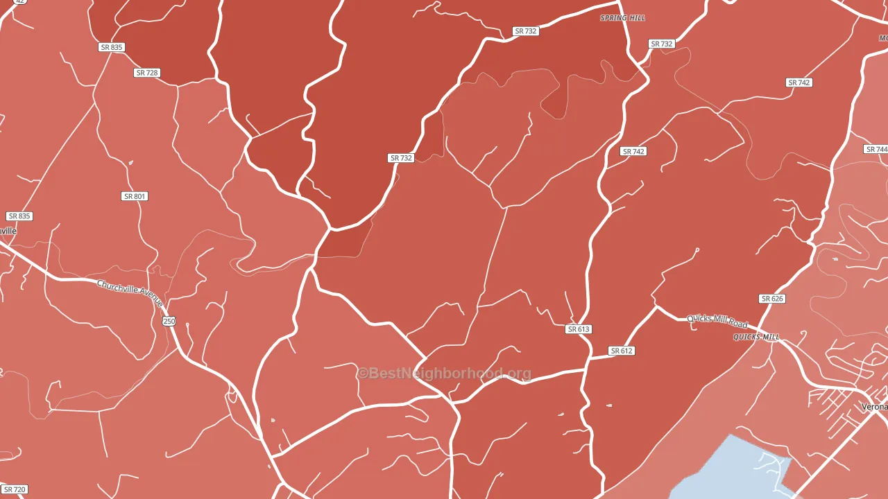 Franks Mill, VA block-group political-lean map