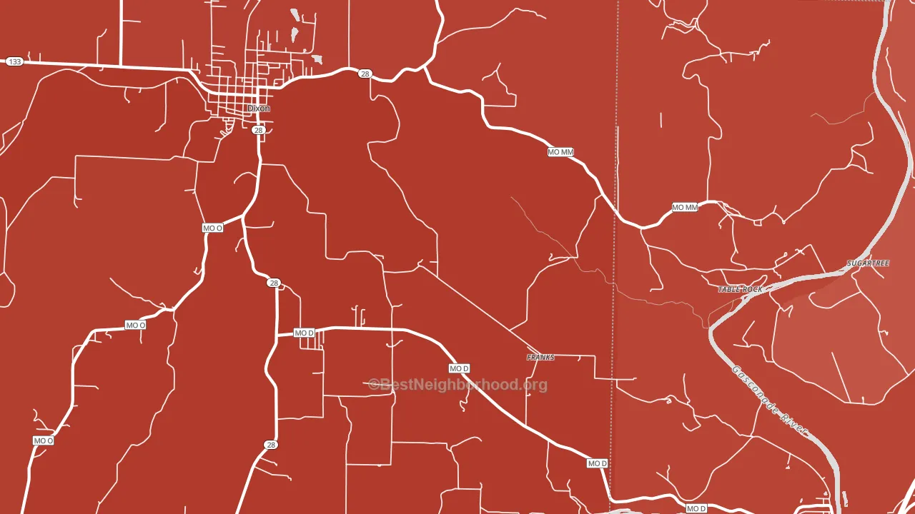 Franks, MO block-group political-lean map