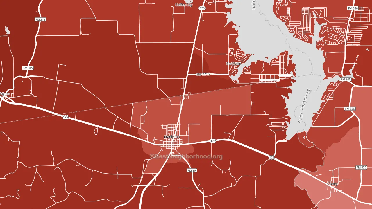 Frankston, TX block-group political-lean map