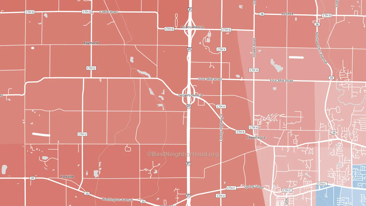 Franksville, WI block-group political-lean map