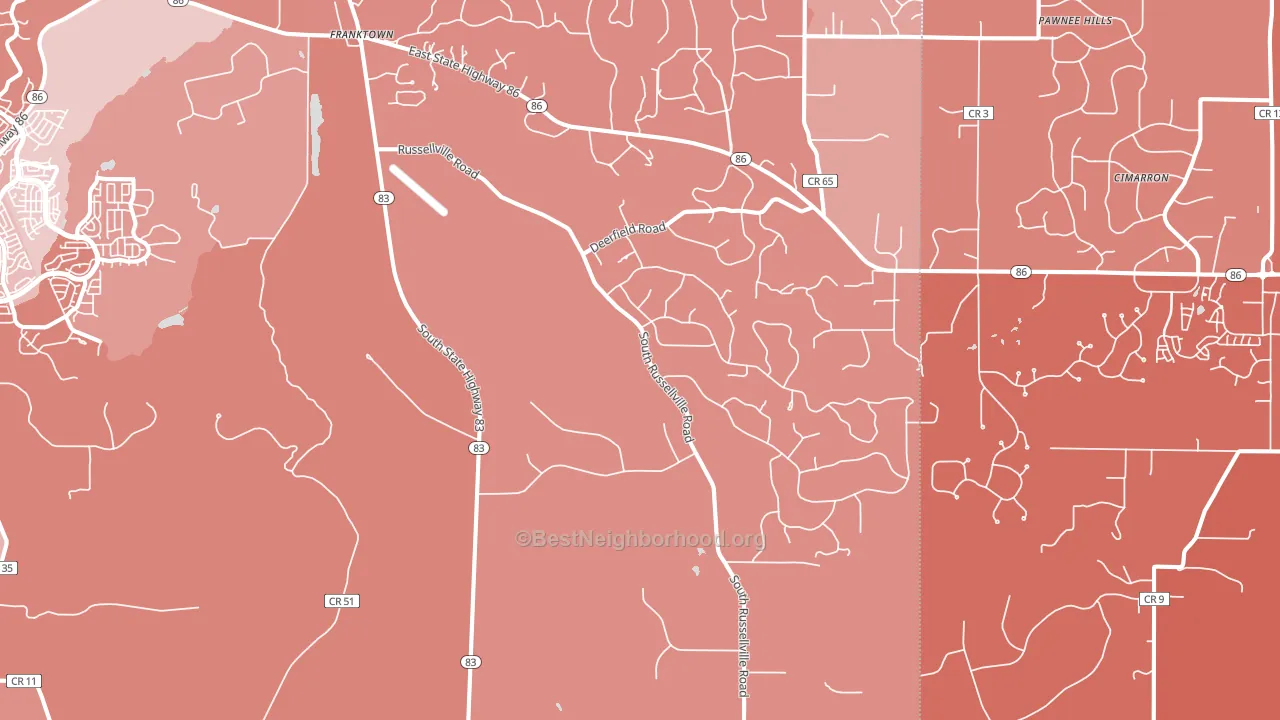 Franktown, CO block-group political-lean map