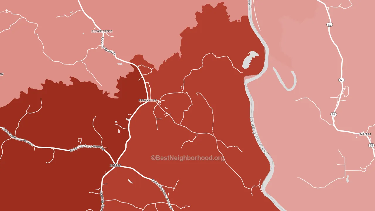 Frankville, AL block-group political-lean map