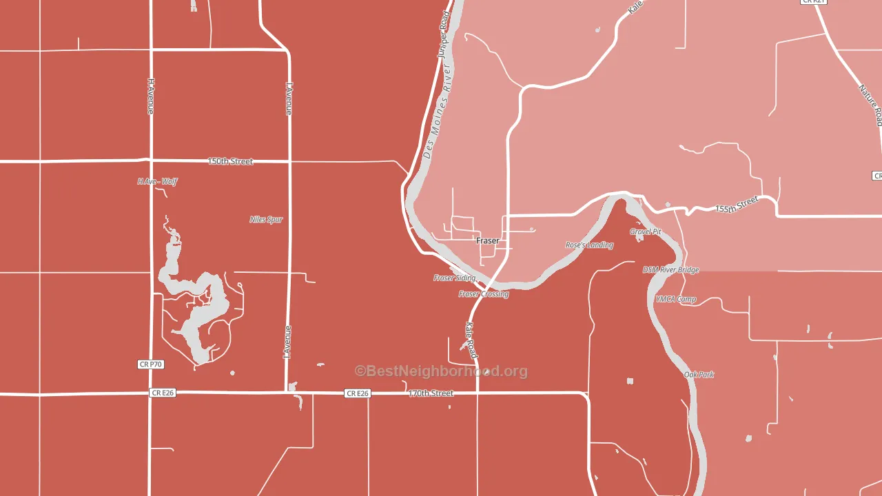 Fraser, IA block-group political-lean map