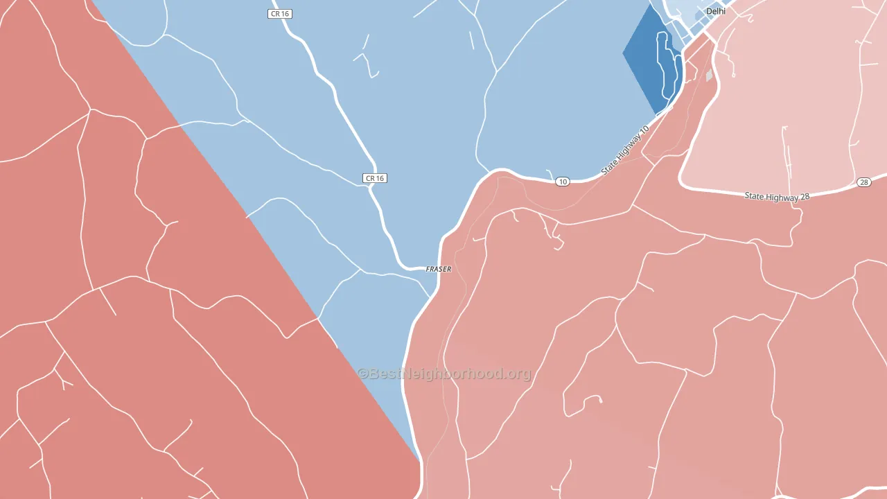 Fraser, NY block-group political-lean map