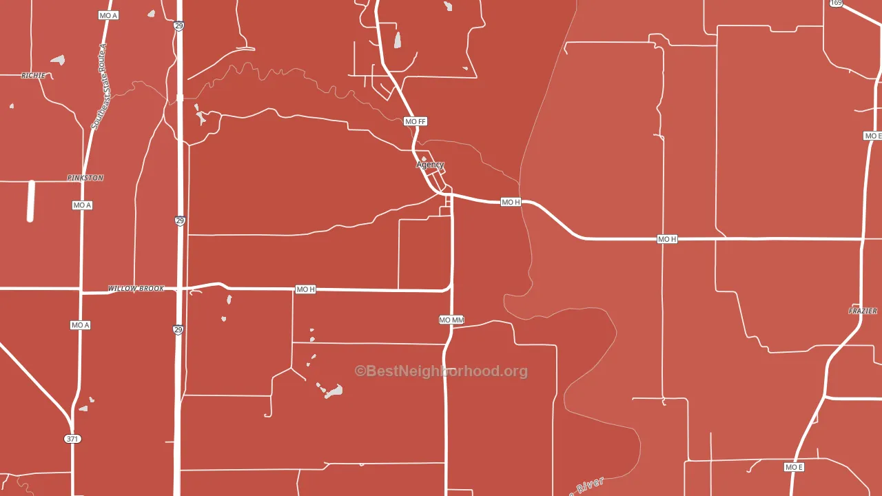 Frazier, MO block-group political-lean map