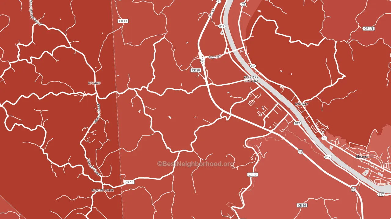 Fraziers Bottom, WV block-group political-lean map