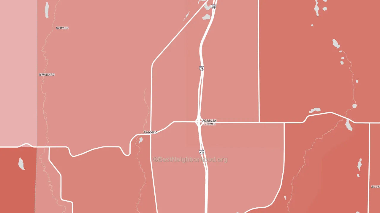 Frederic, MI block-group political-lean map
