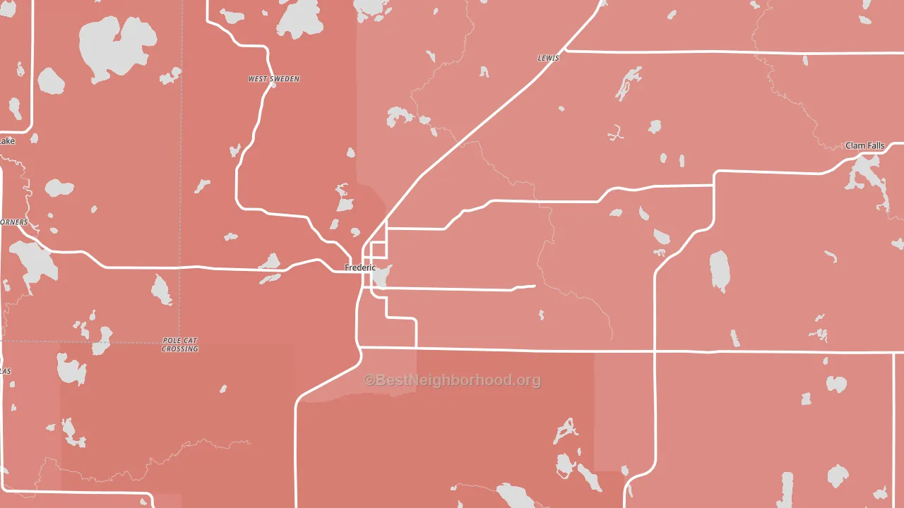 Frederic, WI block-group political-lean map