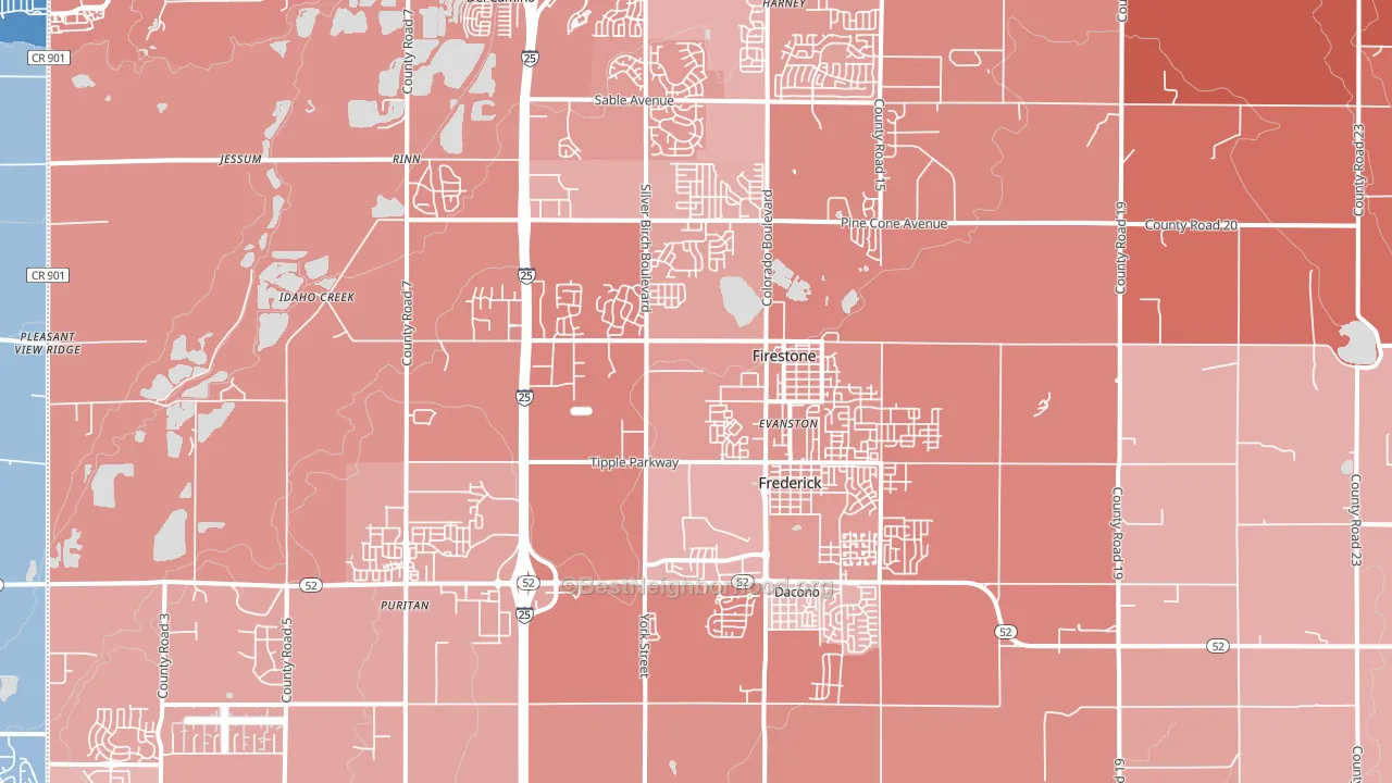 Frederick, CO block-group political-lean map