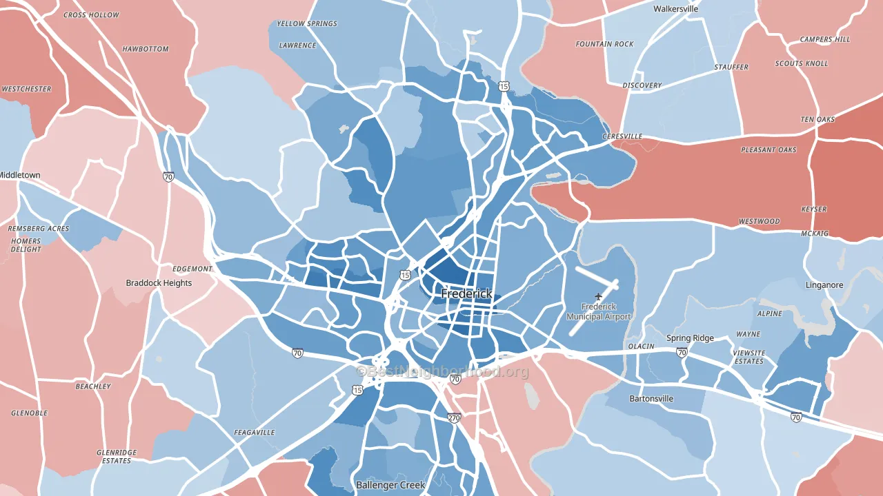 Frederick, MD block-group political-lean map