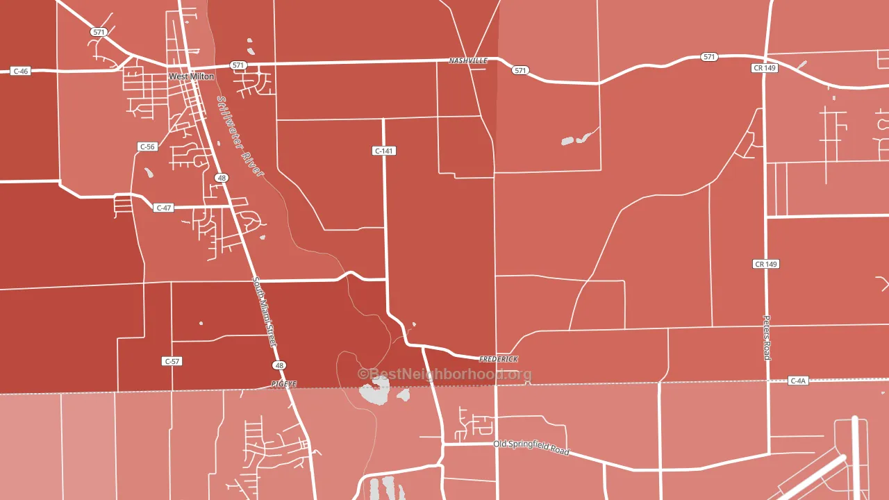 Frederick, OH block-group political-lean map