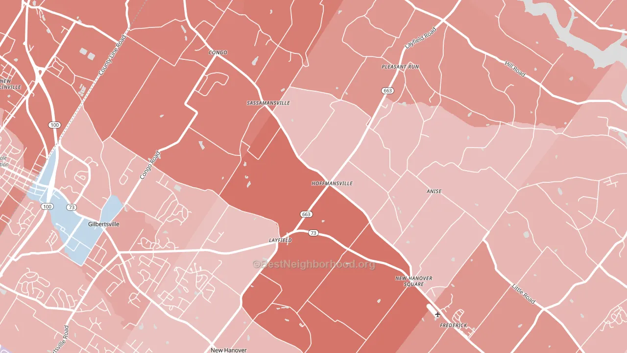 Frederick, PA block-group political-lean map