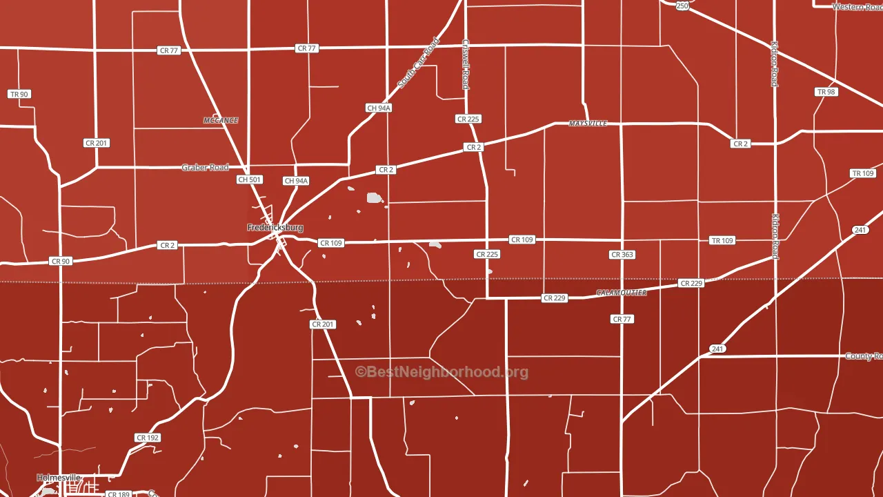 Fredericksburg, OH block-group political-lean map