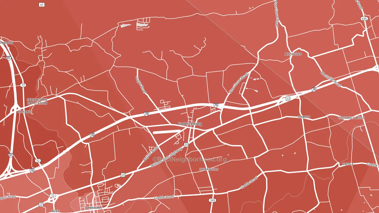 Fredericksburg, PA block-group political-lean map