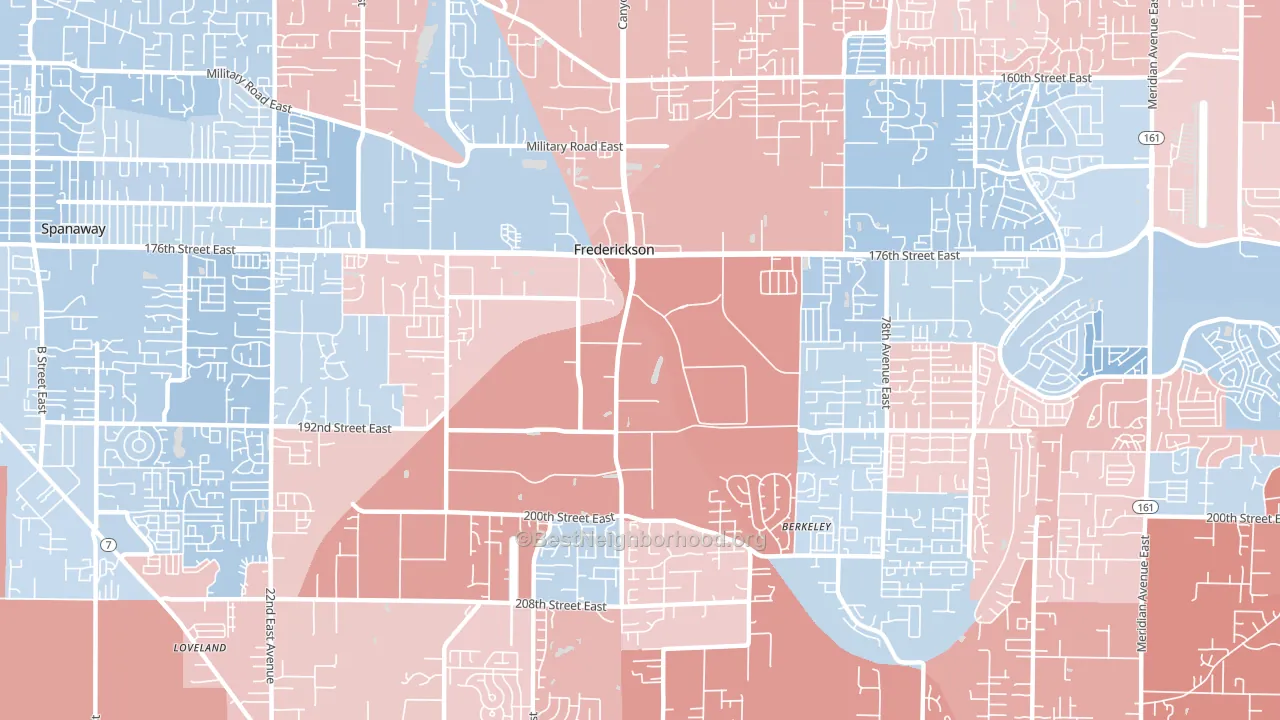 Frederickson, Tacoma, WA block-group political-lean map