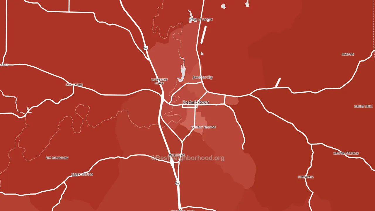 Fredericktown, MO block-group political-lean map