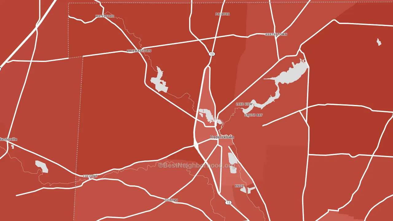 Fredericktown, OH block-group political-lean map