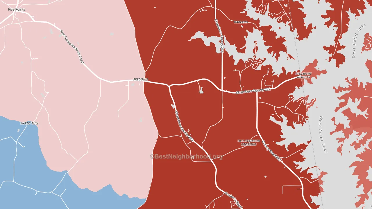 Fredonia, AL block-group political-lean map