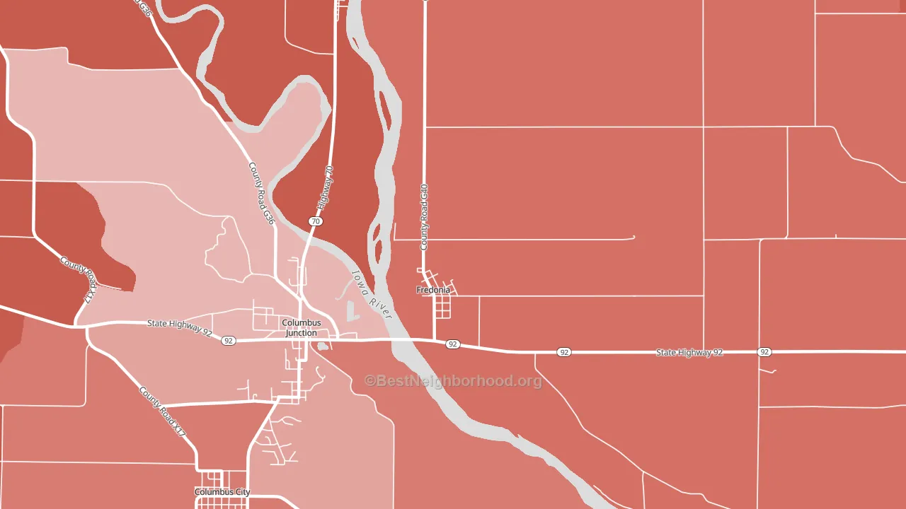 Fredonia, IA block-group political-lean map
