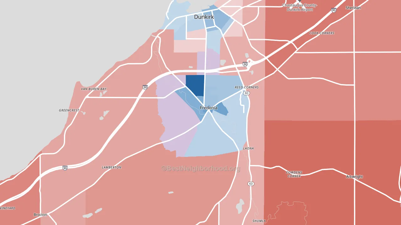 Fredonia, NY block-group political-lean map