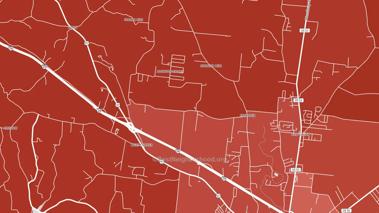 Fredonia, TN block-group political-lean map