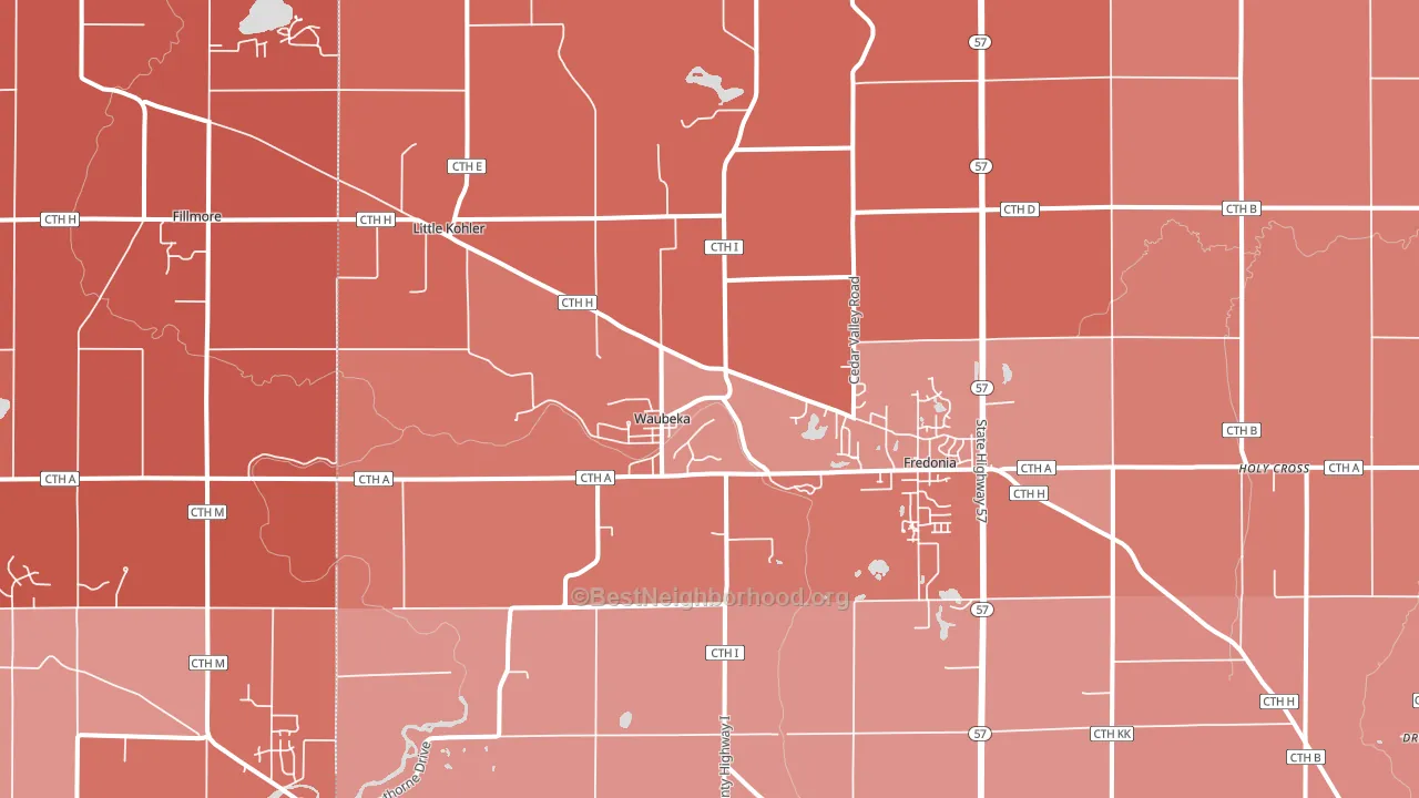 Fredonia, WI block-group political-lean map