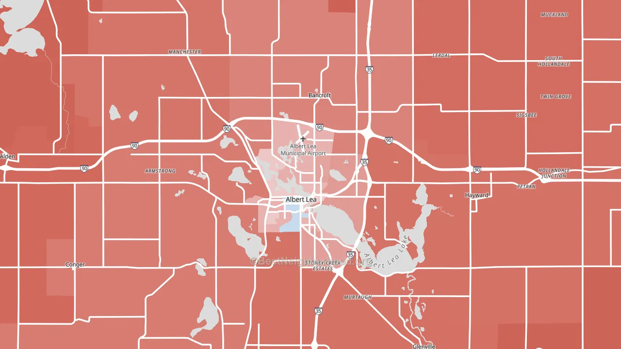 Freeborn County, MN block-group political-lean map