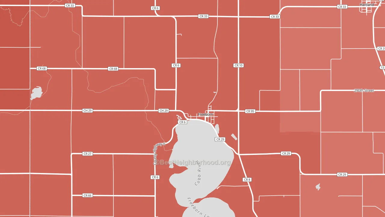 Freeborn, MN block-group political-lean map
