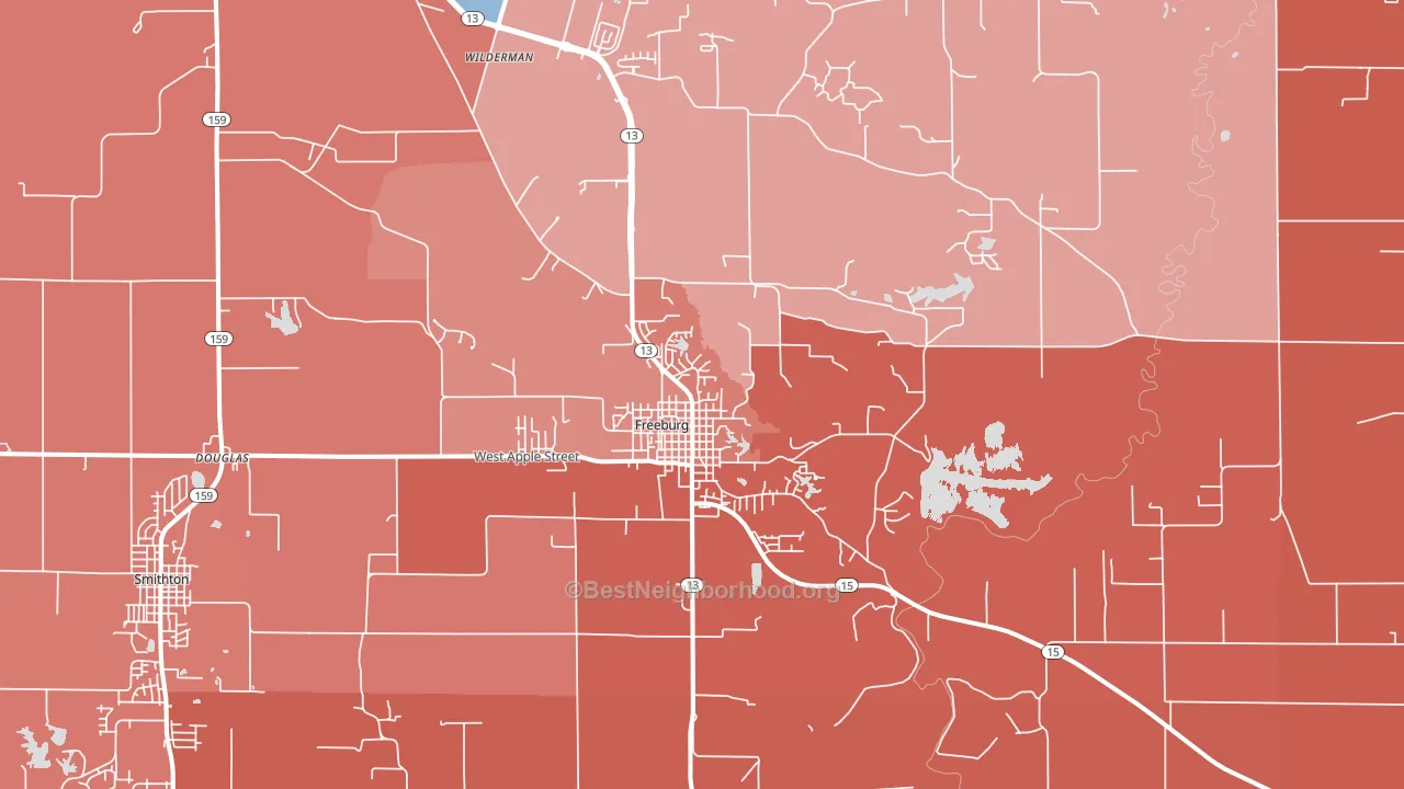 Freeburg, IL block-group political-lean map