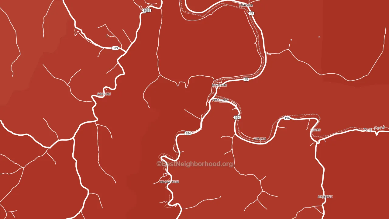 Freeburn, KY block-group political-lean map