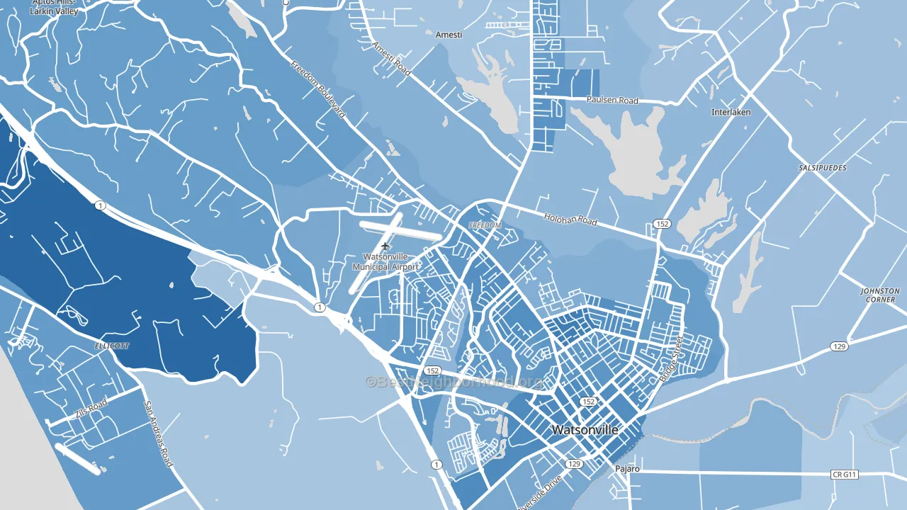 Freedom, CA block-group political-lean map