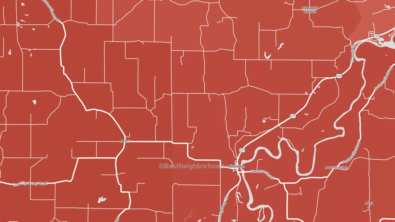 Freedom, IN block-group political-lean map