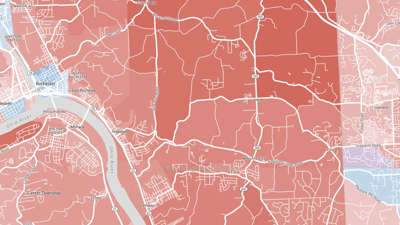 Freedom, PA block-group political-lean map