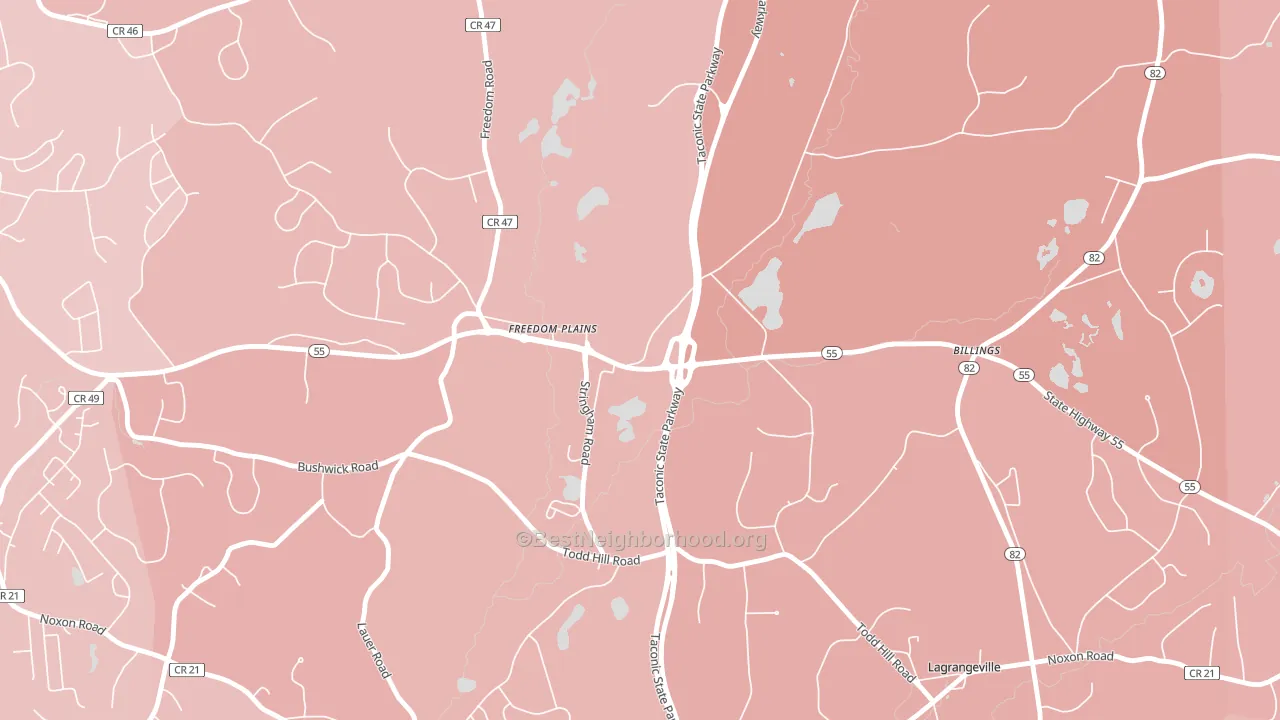 Freedom Plains, NY block-group political-lean map