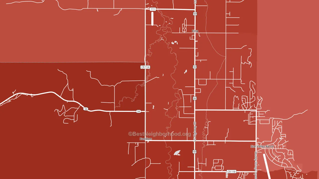 Freedom, WY block-group political-lean map