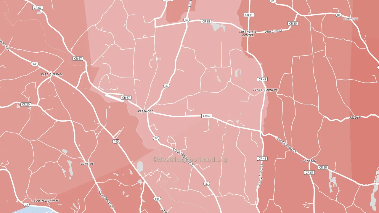 Freehold, NY block-group political-lean map