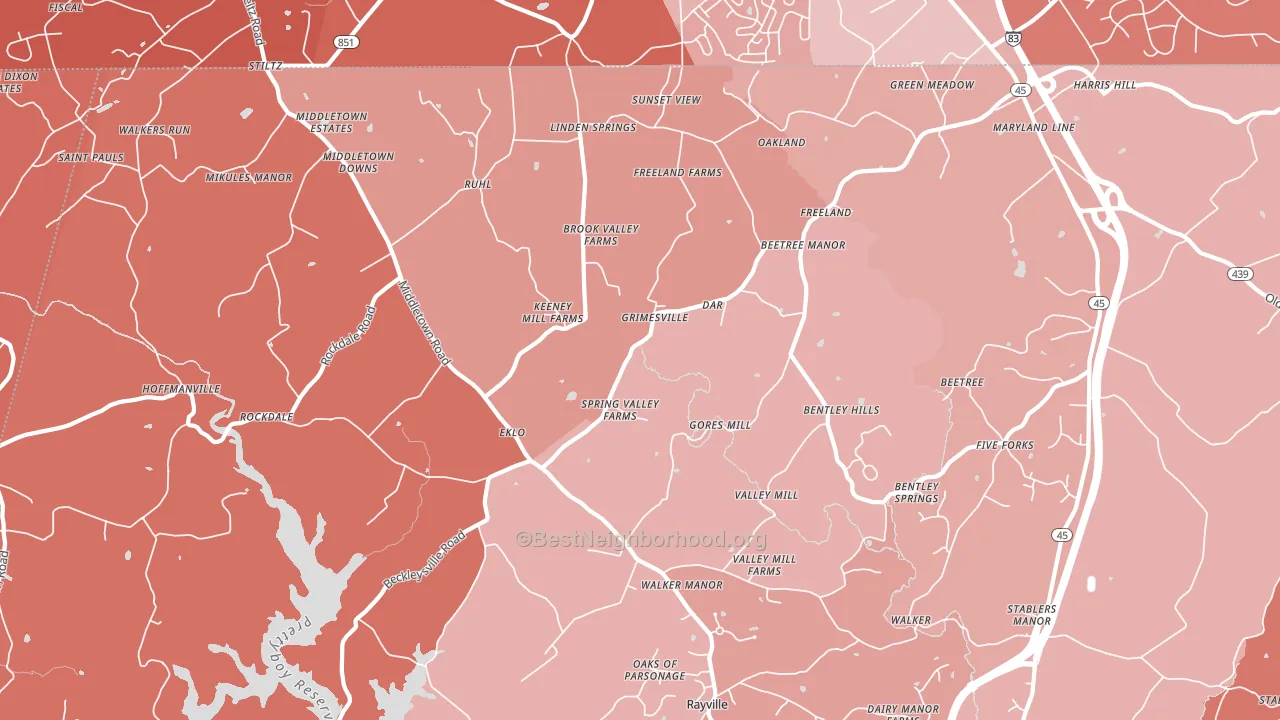 Freeland, MD block-group political-lean map