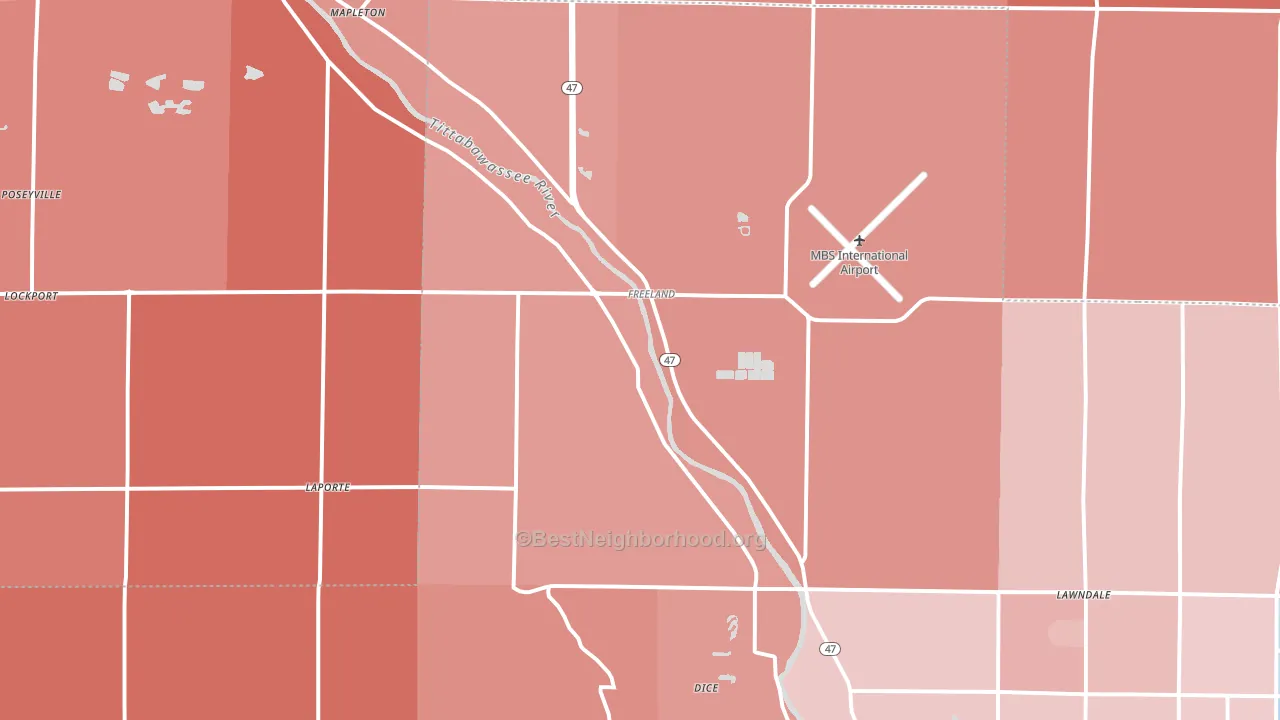 Freeland, MI block-group political-lean map