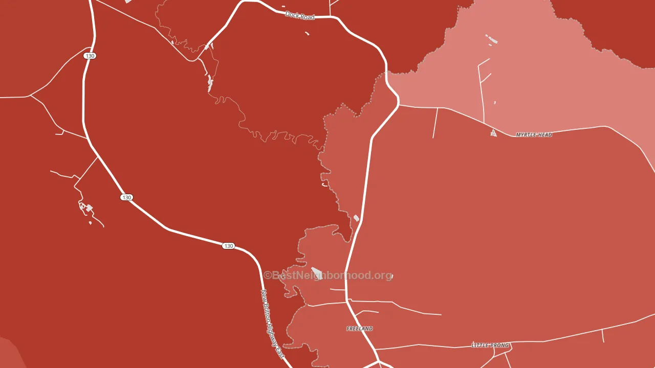 Freeland, NC block-group political-lean map