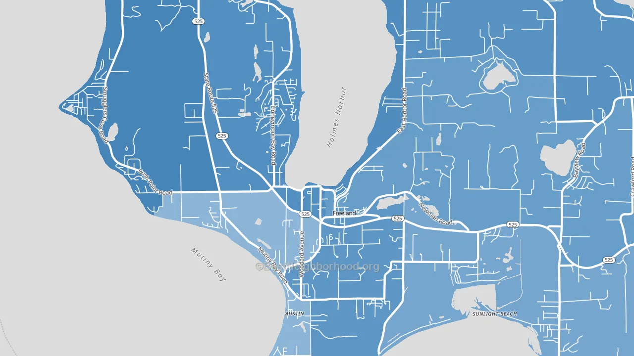 Freeland, WA block-group political-lean map