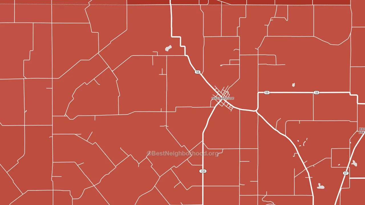 Freelandville, IN block-group political-lean map