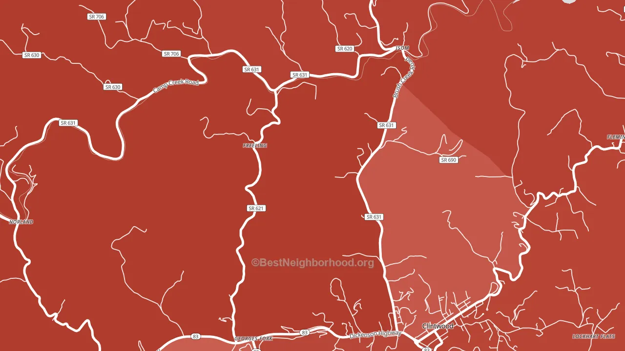 Freeling, VA block-group political-lean map