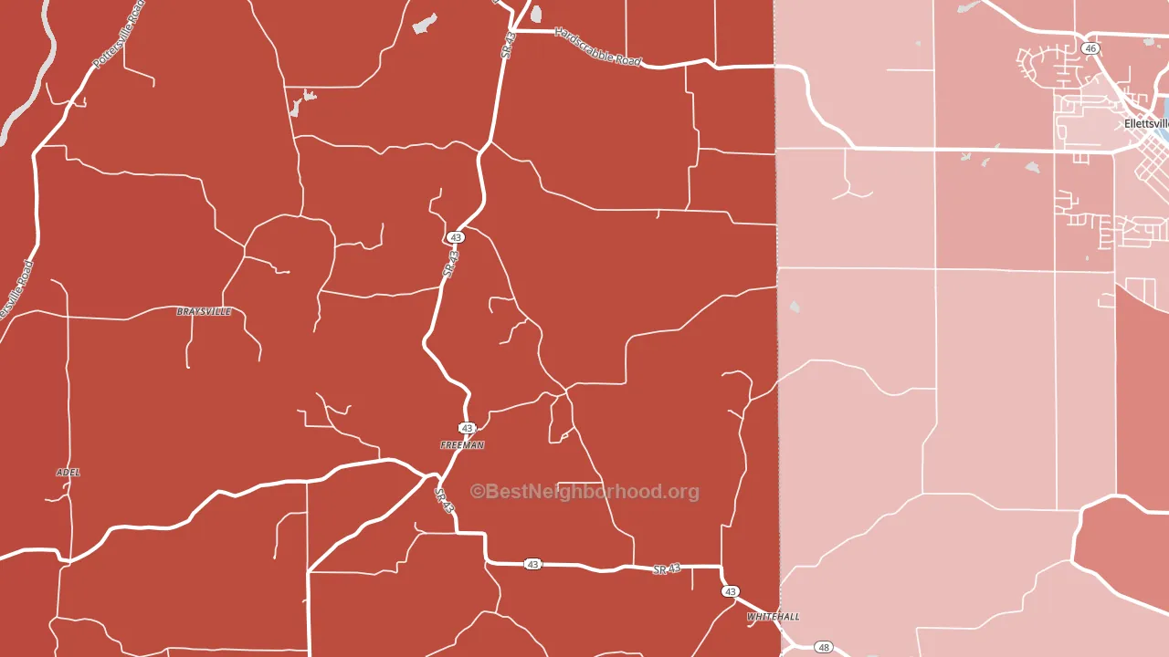 Freeman, IN block-group political-lean map