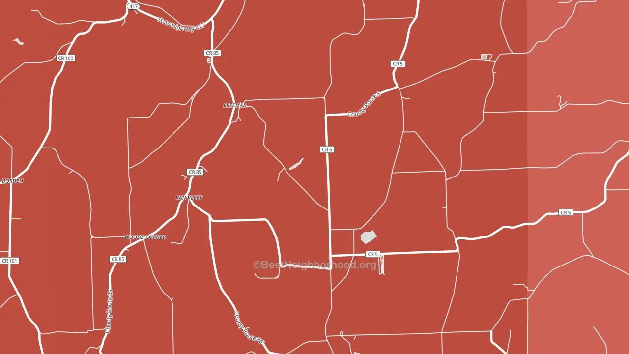 Freeman, NY block-group political-lean map