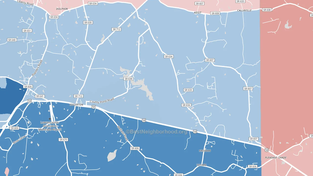 Freeman, VA block-group political-lean map