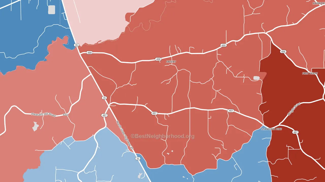 Freeny, MS block-group political-lean map