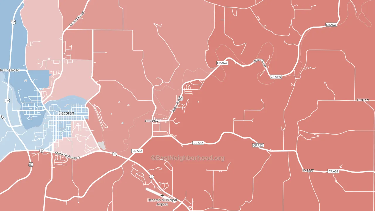 Freeport, IA block-group political-lean map