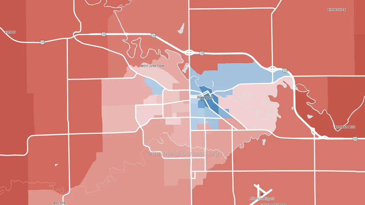 Freeport, IL block-group political-lean map